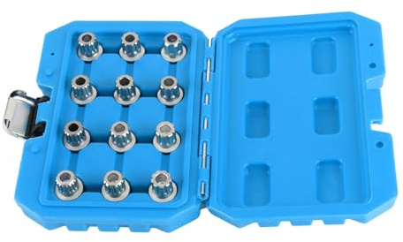 Master Set of Multi-Ribe Bits for Removing Locking Wheel Nuts, Alloy Steel Spline Bit Kit with 12pcs B51-B62, Convenient Tool Box Packaging, Effortless Usage
