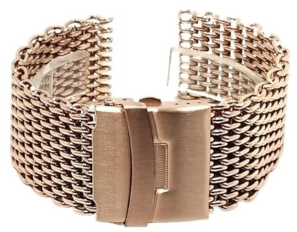 Le bracelet en acier inoxydable Bracelets de montre 18mm 20mm 22mm 24mm bracelet de montre en acier inoxydable maille métal boucle pliante hommes bracelet de remplacement montre Accessori(Rose gold,18
