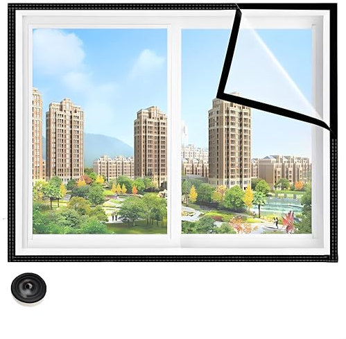 Feegow Fensterisolierungsset, 1 Rolle Sekundärverglasungs-Set für Fenster, Schrumpffolie, PE-Thermo-Fensterfolie für Winter, Winter, kalt und staubdicht (120 x 160 cm)