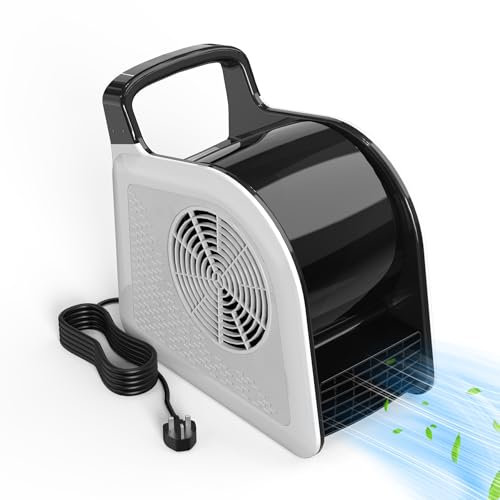 Huilynsen Blower Fan - Carpet Dryer for Cooling and Ventilating, Indoor Air Mover Blower Fan with 3 Speeds, 1 AC Outlet for Gym, Floor, Garage, Shop, White