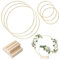3-teiliges Set Metallring mit Fuß, Gold Dekoring mit Fuß, 3 Stück 20cm +3 Stück 15cm Metallringe zum Basteln, Deko Ring mit Ständer für DIY Traumfänger, Weihnachtskranz, Hochzeit Kranz, Traum Catcher