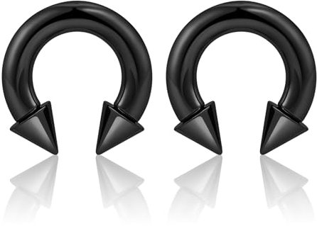 Longbeauty Hufeisen Piercing Ring Barbell Edelstahl Innengewinde Intim Septum Nasenring Ohr Piercing Körperschmuck, Stil A | Schwarz, 6MM