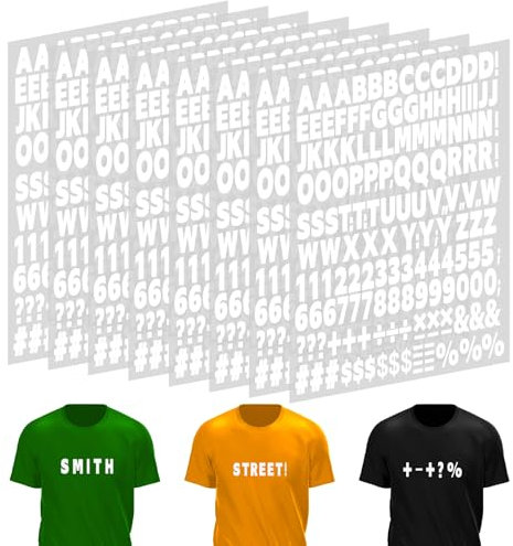 8 Sheets 1328 Pcs Iron On Letters and Numbers A-Z Heat Transfer Letters 0-9 Iron on Numbers PU Vinyl Alphabet Stickers Iron on Letters for Clothes T-Shirt Printing DIY Slogan Craft (White)
