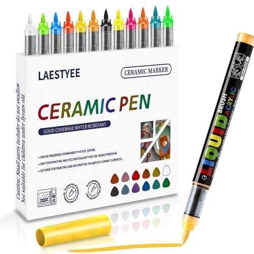 porzellanstifte spülmaschinenfest,Wasserfester porzellanstift 1.0-6.0mm,12 Farben Geeignet für Zeichnungsmuster und Designkreationen auf verschiedenen Porzellan.