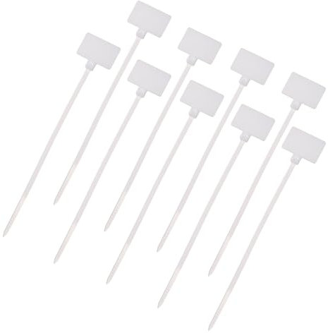 sourcing map 100 Pcs Cable Label Marker Tags, Nylon Cable Zip Tie Tags 4.3 Inch Writable Self-Locking Wire Labels Zip Ties for Organization Marking, White