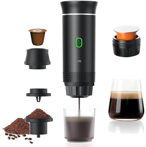 Gubbett Macchina da Caffè Espresso Portatile,Caffettiera Elettrica da Viaggio con Batteria,macchina per caffe a batteria per viaggi in campeggio,macchina per caffè espresso