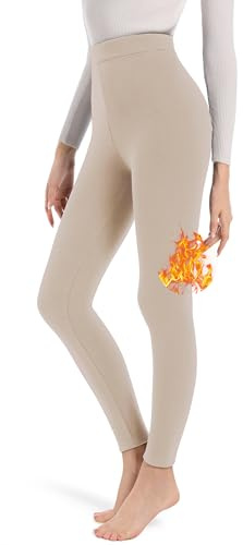 ACHTELEPHS Baumwoll Thermo Leggings mit Innenfleece, High Waist Gefütterte Leggings Winter Damen Thermoleggings