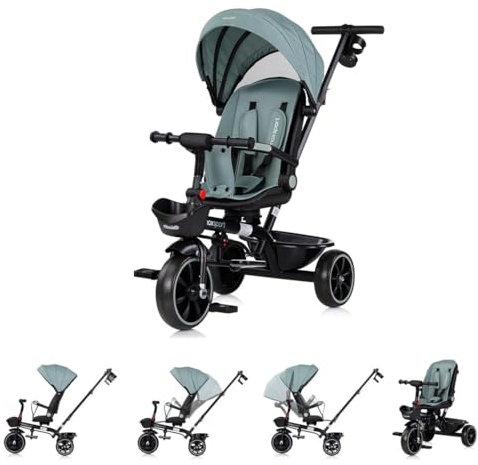 Chipolino Tricycle Max Sport 2 in 1, Dreirad, Becherhalter, Sitz umkehrbar, Korb, Farbe:Tuerkis