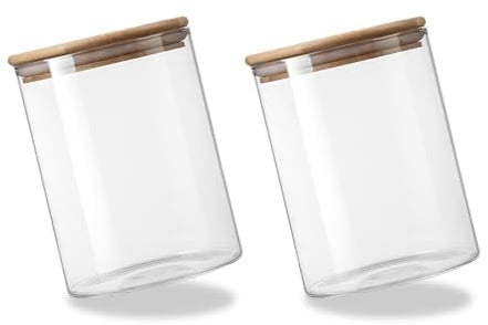 Billowvolve 2PCS 200ML Runde Glasbehälter Borosilikatglas Vorratsgläser Gewürzgläser Glasdosen Vorratsdose mit Deckel Kaffeedose Teedosen Aufbewahrungsbox