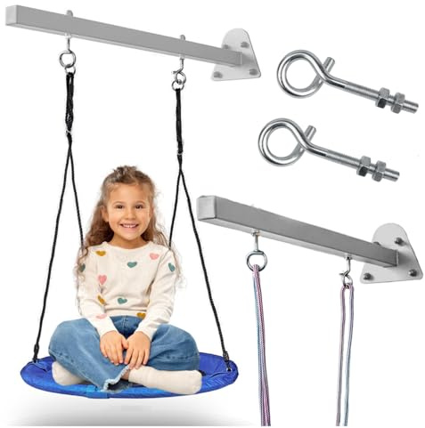 ZOLTA Metall Querstrebe für Gartenschaukel – Grau - 107 cm Schaukel Erweiterung, pulverbeschichteter Stahl, 150 kg Belastbarkeit, Wand Gestell Deckenmontage, inklusive Montageset