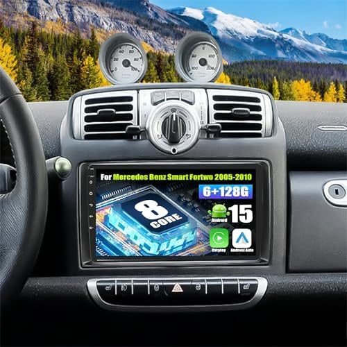 SIXWIN 8-Core 6+128G Android 15 Autoradio für Mercedes Benz Smart Fortwo 2005-2010 mit Carplay/Android Auto/DSP,9'' HD Bildschirm mit GPS WiFi Bluetooth 5.1 USB FM RDS MirrorLink 32EQ+Rückfahrkamera