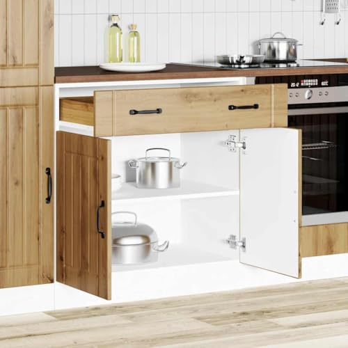 Zeehear Küchen-Unterschrank Lucca Artisan-Eiche, Holzwerkstoff, 80x46x81,5cm, verstellbare Füße, Stauraum für Küche, langlebiges Material