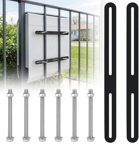 Zocipro Set di Fissaggio per Cassette Postali da Giardino | 2 Supporti in Acciaio Inossidabile 280x24 mm con 6 Viti e Dadi, per Montaggio su Cancelli o Recinzioni
