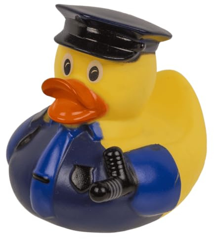 Palleon Quietscheente Polizei - Witzige Gummiente als Geschenk | Ca. 10 cm groß - mit Quietschfunktion - ideal als Deko, Mitbringsel & Party-Gag für Erwachsene