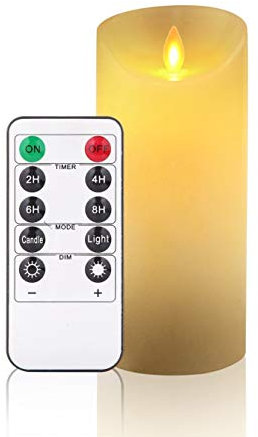 OSHINE LED-Kerzen flammenlose Kerzen 6 Höhe (Ø 3,15) Elfenbein Dripless Echte Wachssäulen Enthalten realistische tanzende LED-Flammen und Fernbedienung, Urlaub (1 * 1, Elfenbein)
