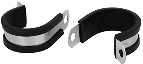 sourcing map 32mm Dia EPDM caucho Forrado 304 Acero Inoxidable P Clips tubo de tubería de agua abrazaderas Soporte 2pcs
