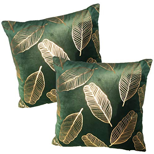 ZUODU 2PC Super Soft Green Velvet Decorative Cushion Cover Gold Stamping Chinese Style Velvet Square Cushion Cover 18 x 18 Inch 45x45cm | Gold Stamping, Chinese Style, Square, 45x45cm