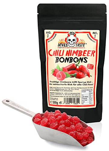 Chili Himbeer Bonbon - zuckerfrei- xtra scharf - 200g - RED DEVILS TASTE - im Zip Beutel