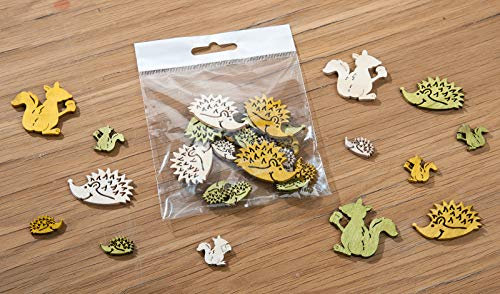 GILDE Holzstreu,Streuartikel Tischdeko, herbstlich,winterlich (Igel/Eichhörnchen)