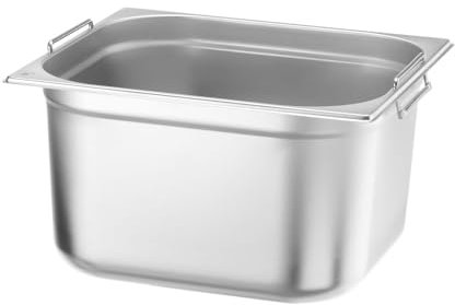 HENDI Gastronormbehälter, mit Griffen, Temperaturbeständig von -40° bis 300°C, Heissluftöfen-Kühl- und Tiefkühlschränken-Chafing Dishes-Bain Marie, 17L, GN 2/3, 354x325x(H)200mm, Edelstahl