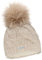 Mikos* Damen Mütze Winter | Warme Strickmütze mit Bommel | Innenfleece Damenmütze Gestrickte Bommelmütze | Mütze für Winter | Weiche Wintermütze | Farbenauswahl (685) (Beige)