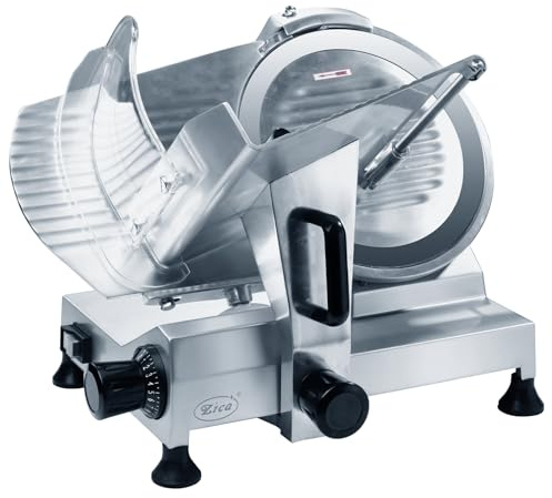 Zica 10 inch Electric Deli Meat Slicer, Stainless Steel Blade Semi-Auto Cheese Food Ham Slicer for Commercial and Home use 240W, ZBS-10A [ETL]