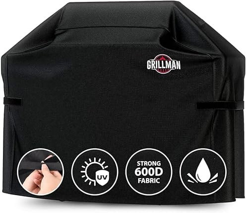 Grillman Premium Copertura per Barbecue a Gas per Weber, Brinkmann, Char Broil ETC. Resistente agli Urti, ai Raggi UV e all'Acqua (183 cm, Nero)