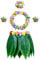 PIXHOTUL 5 stücke Blatt Hula Rock und Hawaiian Leis Set, Hula Rock + Blume Stirnband + 2 Blumen Armband + Halskette Girlande, Hula Luau Party kostüm für Frauen, Mädchen (Muster A)