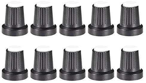 sourcing map 10Stk. Lautsprecher Effektgerät Verstärker Potentiometer Knopf 6mm Wellenbohrung Weiß