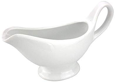 Small White Sauce Jug,White Porcelain Ceramic,Steak Gravy Boat Tableware Porcelain Kitchen Gravy Pouring Boat Condiment Bowl with Handle (L)