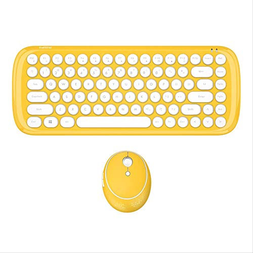 Wireless Keyboard And Mouse Set Mixed Color Mini Cute Retro Yellow