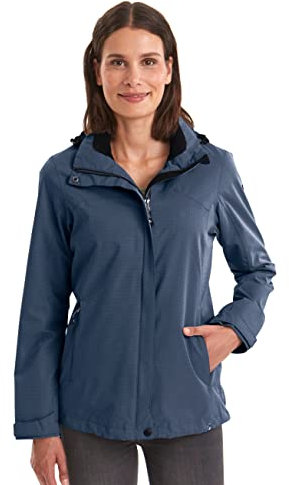 killtec Funktionsjacke Damen Inkele - Damenjacke mit abzippbarer Kapuze - leichte Übergangsjacke - Frauen Outdoorjacke ist wasserdicht und atmungsaktiv, dunkelnavy, 36