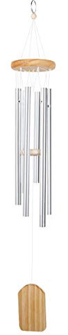 Jinlaili Windspiel 65CM - 6 Aluminiumlegierung Rohre Wind Bell Mit Holz Design für Den Außenbereich - Metall Geschenk für Gartenterrasse Hinterhof Home Decor