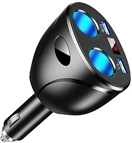 DOUXURY Car Charger, Cigarette Lighter Adapter,12V/24V DC Outlet Splitter with Dual USB Ports Quick Charge Car Charger Compatible with iPhone, iPad, Tablet, Android, Samsung, for GPS, Dashcam