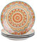 vancasso serie Mandala Vajilla Porcelana Juego de 4 Platos de Postre 21cm Pintado a mano Platos Planos Redondos Amarillo
