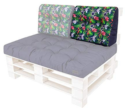 Cuscini per pallet, da giardino e esterno, cuscino per schienale da 60 x 40, blu navy con fiori