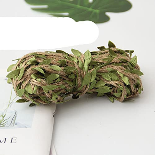 WEDSA 5/10m Natürliches Jute Seil Künstliches Blatt Hanfseil Rattan Geflochtene Schnur Blätter Textil DIY Nähen Handwerk Hochzeit Wohnkultur-5m Rolle
