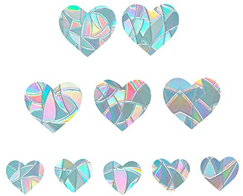 GORGECRAFT Herz Static Window Clings Glas Aufkleber Anti-Kollision Prevent Bird Alert Aufkleber Nicht Klebende Prismatische Vinylfolie Deflektoren Ring Sun Catcher (10PCS)