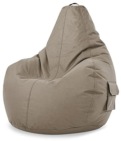 Green Bean Sitzsack mit Rückenlehne 80x70x90cm - Gaming Chair mit 230L Füllung Kuschelig Weich Waschbar - Bean Bag Bodenkissen Lounge Chair Sitzhocker Relax-Sessel Gamer Gamingstuhl Khaki