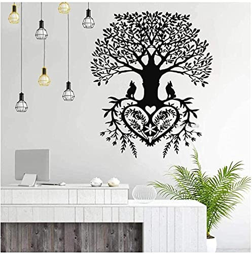 Wandsticker, Lebensbaum Label, Stammeswurzel Des Lebens, Äste, Vögel, Wohnzimmer, Yogastudio, Ornamente, Heimtextilien, 56 X 67Cm