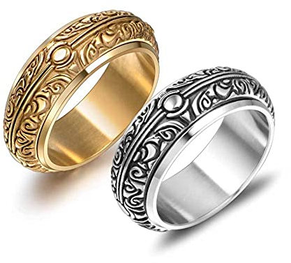Aotiwe Partnerringe Paar Ring Set Silber Gold Ringe Blumenmuster, Titan Stahl Damen 57 (18.1) & Herren 57 (18.1)