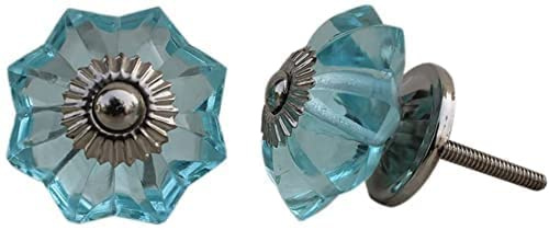 KPAVIR Interior Home/Küche/Kleiderschrank Schubladenknöpfe Kristallglas und Metall, 6er-Set (Türkis)