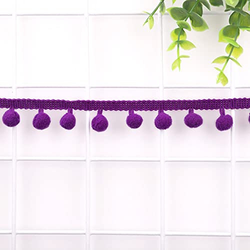 5 Yards 12mm Pompons Borte zum Basteln,Dekoband Mit Bommeln Bälle Pom Poms Fransenborte Zierband Dekoborte Nähzubehör für DIY Basteln Apparel Kleidung,Kostüme,Nähen,Dekoration,Violett