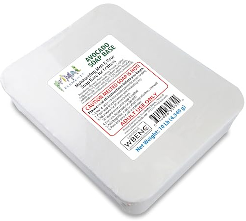 Primal Elements Avocado Seifenbasis – Feuchtigkeitsspendender Schmelz- und Gieß-Glycerin-Seifenboden zum Basteln und Seifenherstellung, vegan, tierversuchsfrei, leicht zu schneiden – 4,5 kg