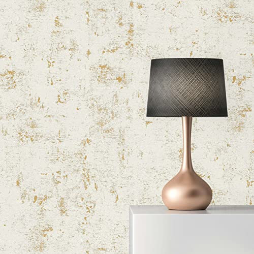 TADESSI Urban M1-No.18 Non-Woven Wallpaper White Gold Vintage Textured for Living Room Bedroom Kitchen