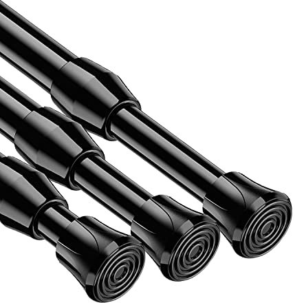 XtraCare Klemmstange/Teleskopstange 3 Stücke, Gardinenstange zum klemmen, Spannstange ohne Bohren, Nutzbar als Türvorhangstange/Organizer in Schublade, Schwarz (32-50cm)
