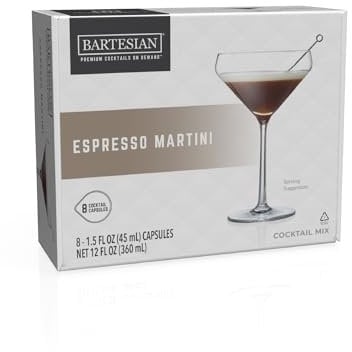 Bartesian Espresso Martini Mixer Capsules for Cocktail Machine - Home Bar Mixology Mix Pod Set for Drink Maker - Pack of 8