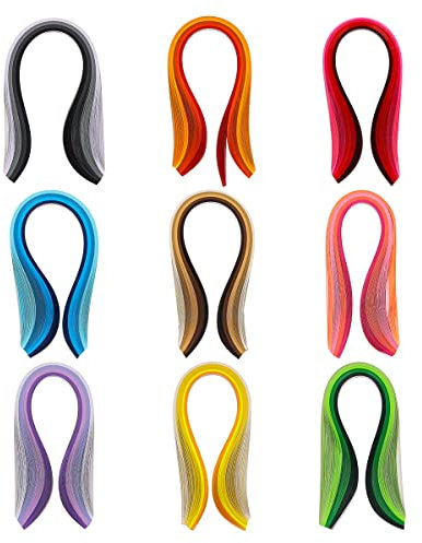 VOANZO Quilling-Set mit 36 Farbverlauf, 900 Streifen, Länge 39 cm, Breite 3 mm, für Papierkisten, Quilling, Kunstkarten