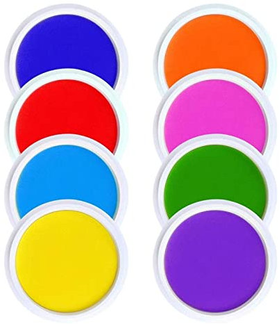 Harilla Waschbares Stempelkissen 18cm Ungiftig Mehrfarbig Jumbo Kinder Kunst Set Fingerabdruck Stempelkissen für Geschenk Stempel