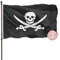 Jolly Roger Piratenflagge für draußen, 7,6 x 12,7 cm, doppelseitig, 3-lagig, 240D, 4 Reihen genäht, strapazierfähig, schwarz, Piratenflagge für Jeep-LKW, UV-beständig, mit Segeltuchkopf und 2